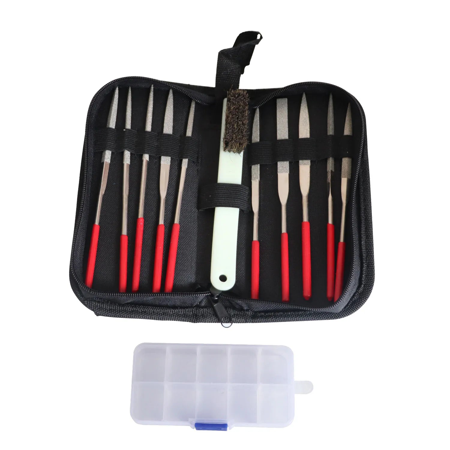 Boasta 10PCS Diamond Needle File Set with Cleaning Brush and Box for Metal Wood Jewelry Making Tool Glass Precision Grinding