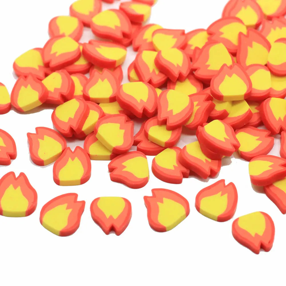 New Design 2*10*10mm Flame Shaped Polymer Clay Decoration Artificial Fire DIY Art Decor Handmade Ornament Supplier
