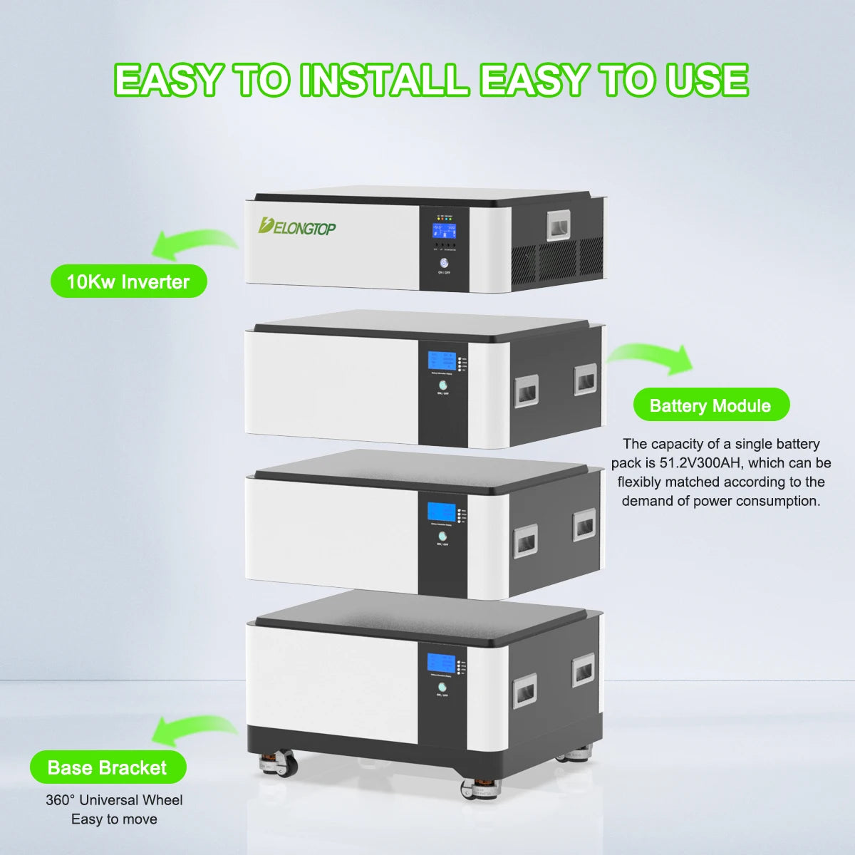 2 in 1 Solar 12Kw Inverter Stacked Battery Home Energy Storage 51.2V Rack LiFePO4 200Ah 300Ah 48V 10kWH 15Kwh Eu LiFePO4 Battery