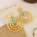 Hot Selling Fashion Jewelry 18K Gold Plated Stainless Steel Hyperbole Geometric Light Luxury Circle Drop Earrings for Women
