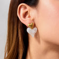 New Arrival Fashion 18K PVD Gold Plating Earring Summer Conch Texture White Swirl Tortoise Heart Drop Earrings