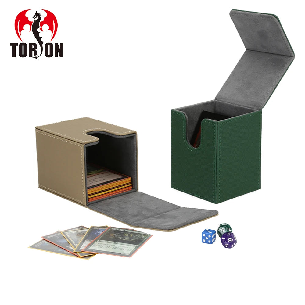 Torson 100+ PU Leather Deck Card Box Storage Box for Pokemon Yugioh & TCG for Magic Playing Cards Game Gathering and Collection