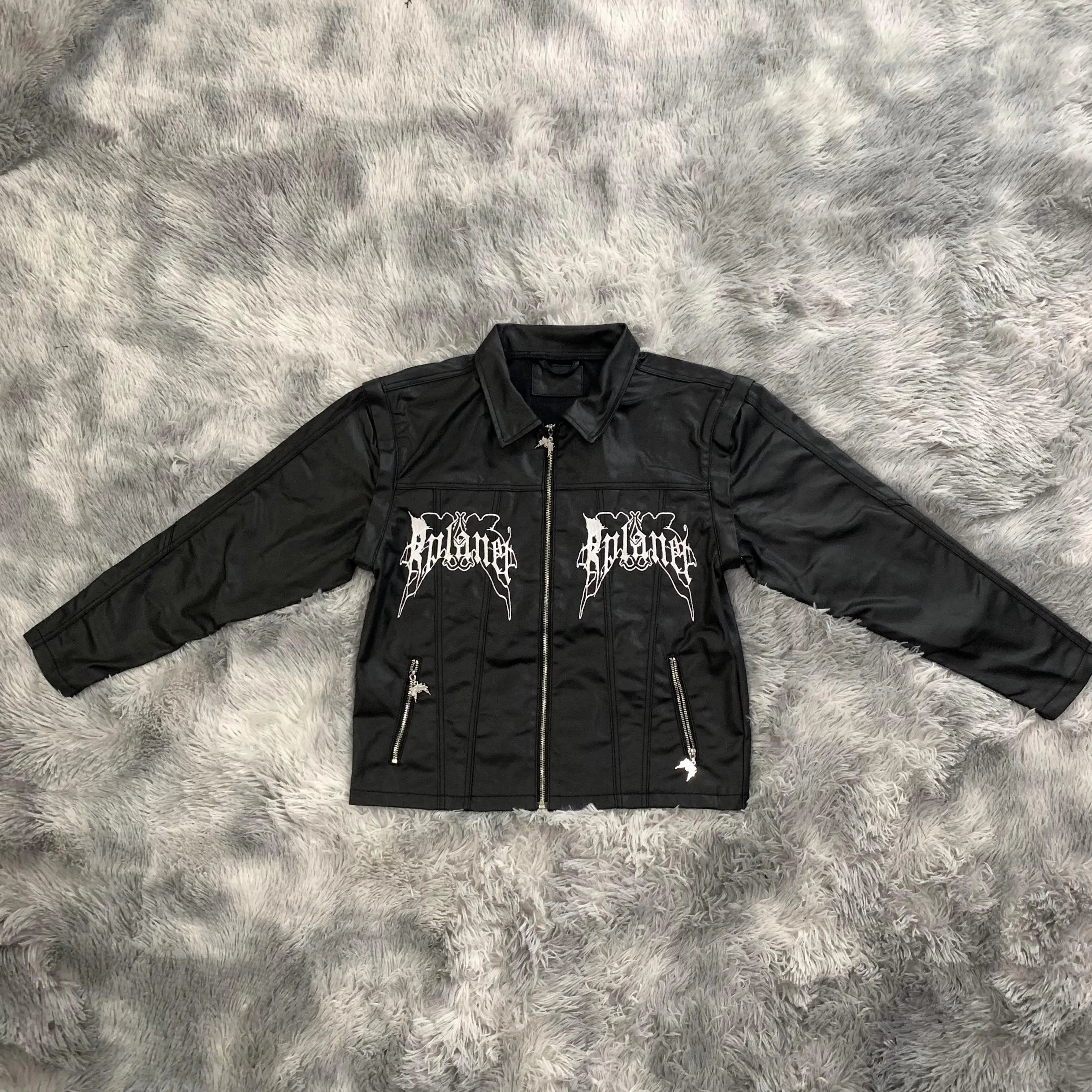 DENIMGUYS Zipper Cuffs Men's Streetwear Hip Hop Waxed Coated Jacket Men