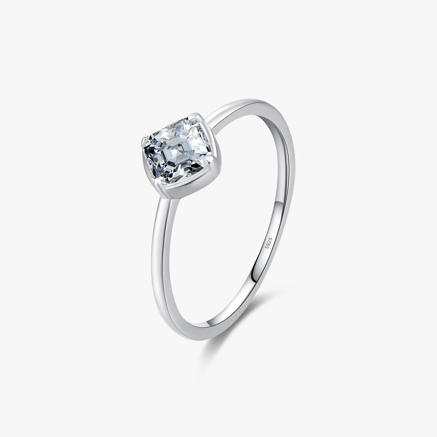 Classic Basic Design Fine Jewelry Wedding Rings for Women 925 Sterling Silver Emerald Cut Square CZ Fashion Engagement Ring
