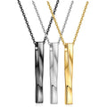 Hot Sales Stainless Steel Pendant Necklace for Men and Women Unisex Twisted Cube Bar Pendant with Link Chain