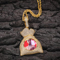 Hip Hop Personality Trend Photo Pendant with Zircon Inlay New Money Bag Design Creative DIY Pendant Necklace
