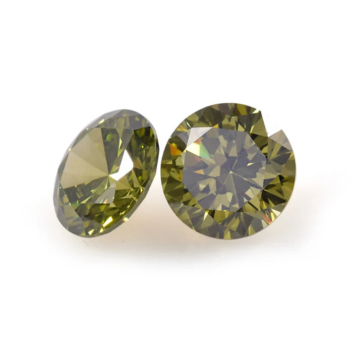 Roomy Jewelry Wholesale Price Peridot Round Cut 3A CZ Stone Gems Cubic Zirconia Loose Gemstone