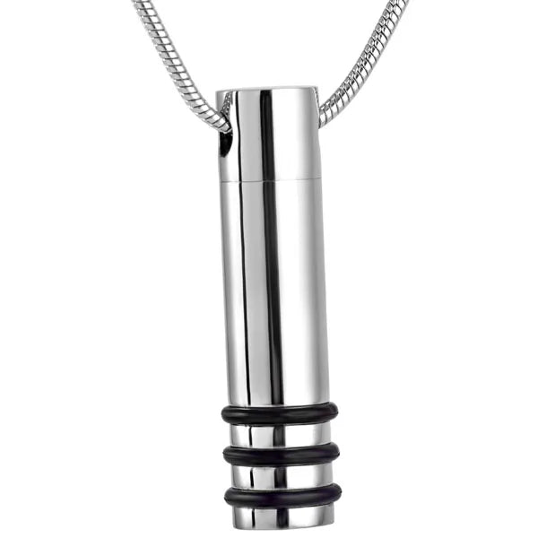 Stainless Steel Silver Plated Vintage Ash Cremation Necklace Rubber Ashes Holder Keepsake Cylinder Pendant Memorial Funeral Urn