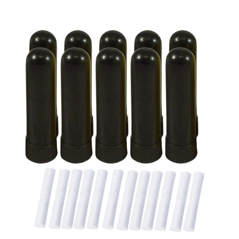 BPA-Free Best Quality 8x51mm PP Blank Nasal Inhaler Tube in White and Black with Fiber Stick for Essential Oils Plastic Bottles