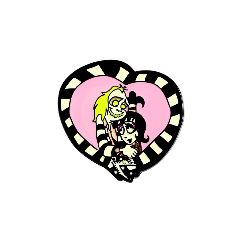 For Lydia Soft Enamel Pin Heart Sandworm Brooches Gothic Badge Bag Shirt Lapel Buckle Punk Jewelry Gift Friends Lovers