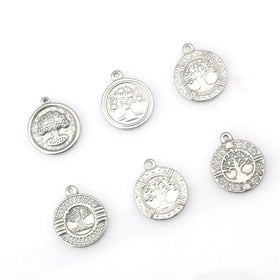 Stainless Steel Circular Tree of Life Pendant Fashion Punk with DIY Accessories