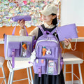 4 Pcs Sets Canvas School Backpack Kawaii Women's Backpack Bookbag School Bags for Teens Girls Mochila MegaBDM