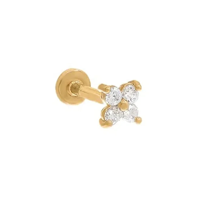 LOZRUNVE 925 Silver Hot Sale Products Small Clover Flower Threaded Stud Earring
