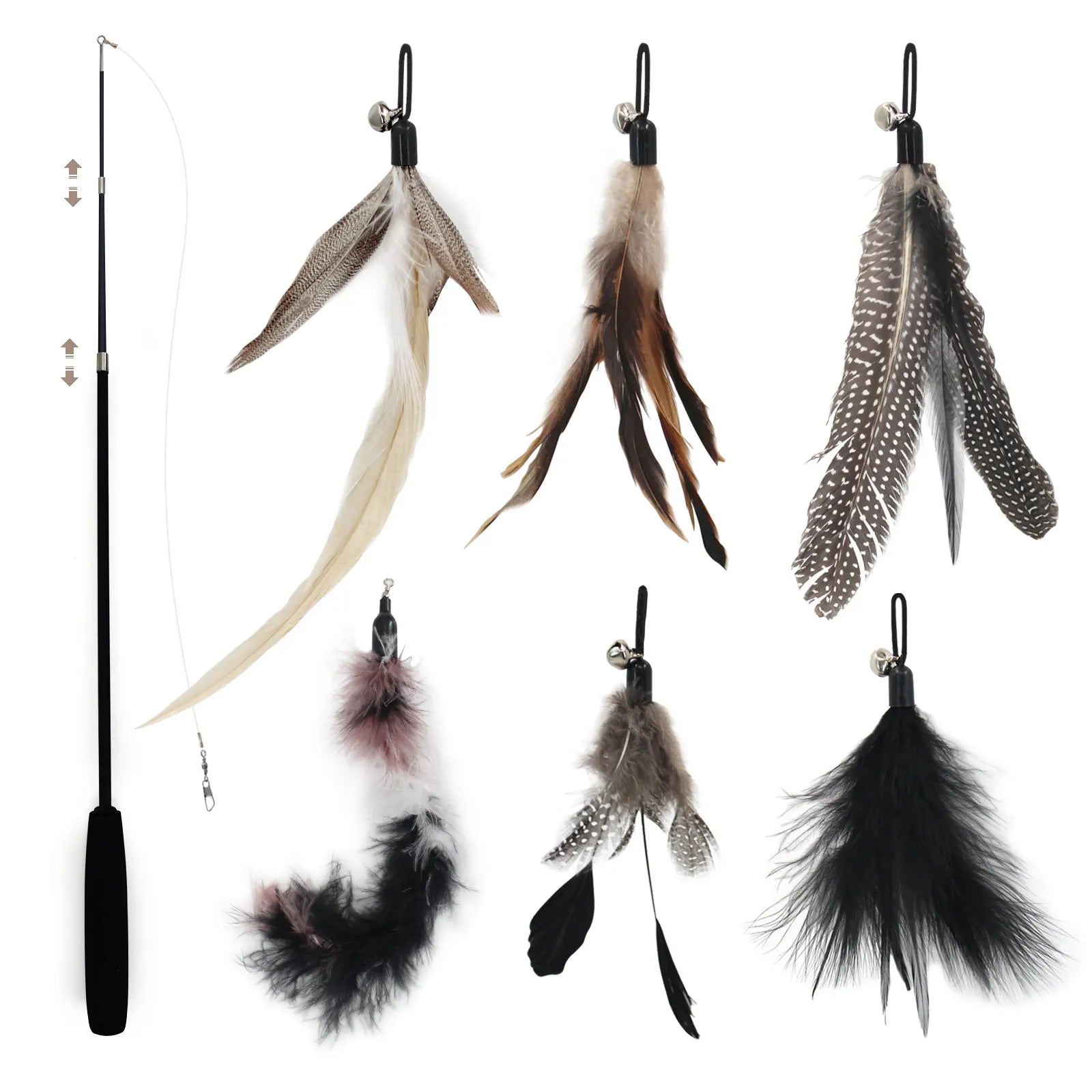 SONGWAY Fashion Cat Teaser Wand Replacement Refill Feather Eco-friendly Lifelike Interactive Toy 95cm Customized Colors