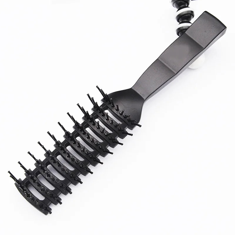 Wholesale Hot Selling Curved Wave Brush Black PP Bristle Barber's Hair Salon Hairdresser Heat Resistant Back Hairdressing Comb