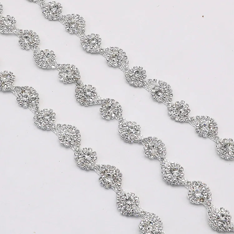 JFRC029 Wholesale S-shaped Sunflower Wedding Dress Rhinestone Chain Trimming Headdress Rhinestone Chain