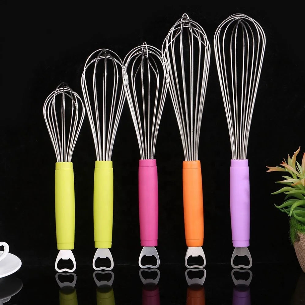 With Bottle Opener Balloon Wire Whisk Egg Beater Stainless Steel Egg Tools for Blending Whisking Beating Stirring Cooking Baking