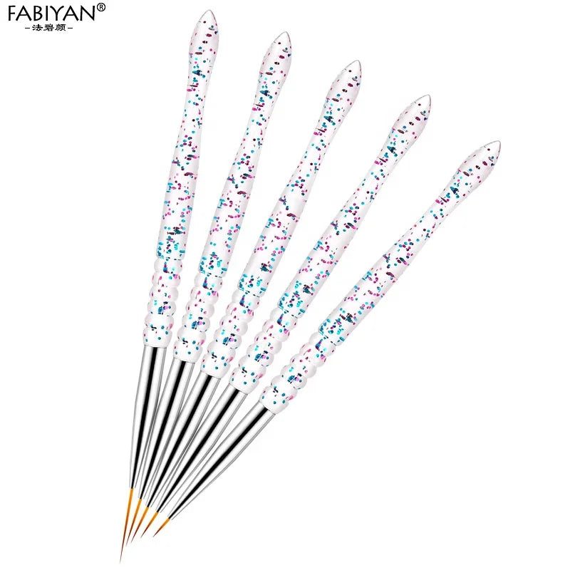5Pcs/Set Acrylic Handle DIY UV Gel Grid Stripes Line Nail Art Liner Drawing Pen