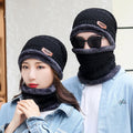 Winter Hat Unisex Ski Hats Polyester Warm Breathable Knitted Beanies Women Men Neck Fur Fleece Warm Winter Cap Scarf Sets