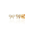 LOZRUNVE 925 Sterling Silver Sweet Kawaii Zirconia Diamond Mini Bow Stud Earring Gold