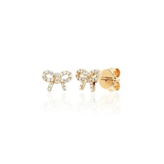 LOZRUNVE 925 Sterling Silver Sweet Kawaii Zirconia Diamond Mini Bow Stud Earring Gold