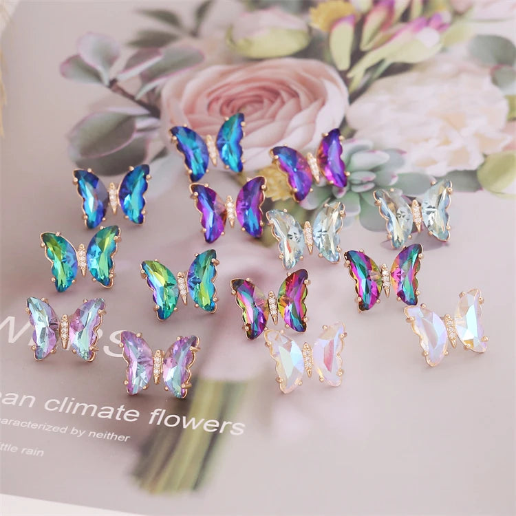New Fine 925 Sterling Silver 18k Gold Non-fading Butterfly Stud Earrings for Women