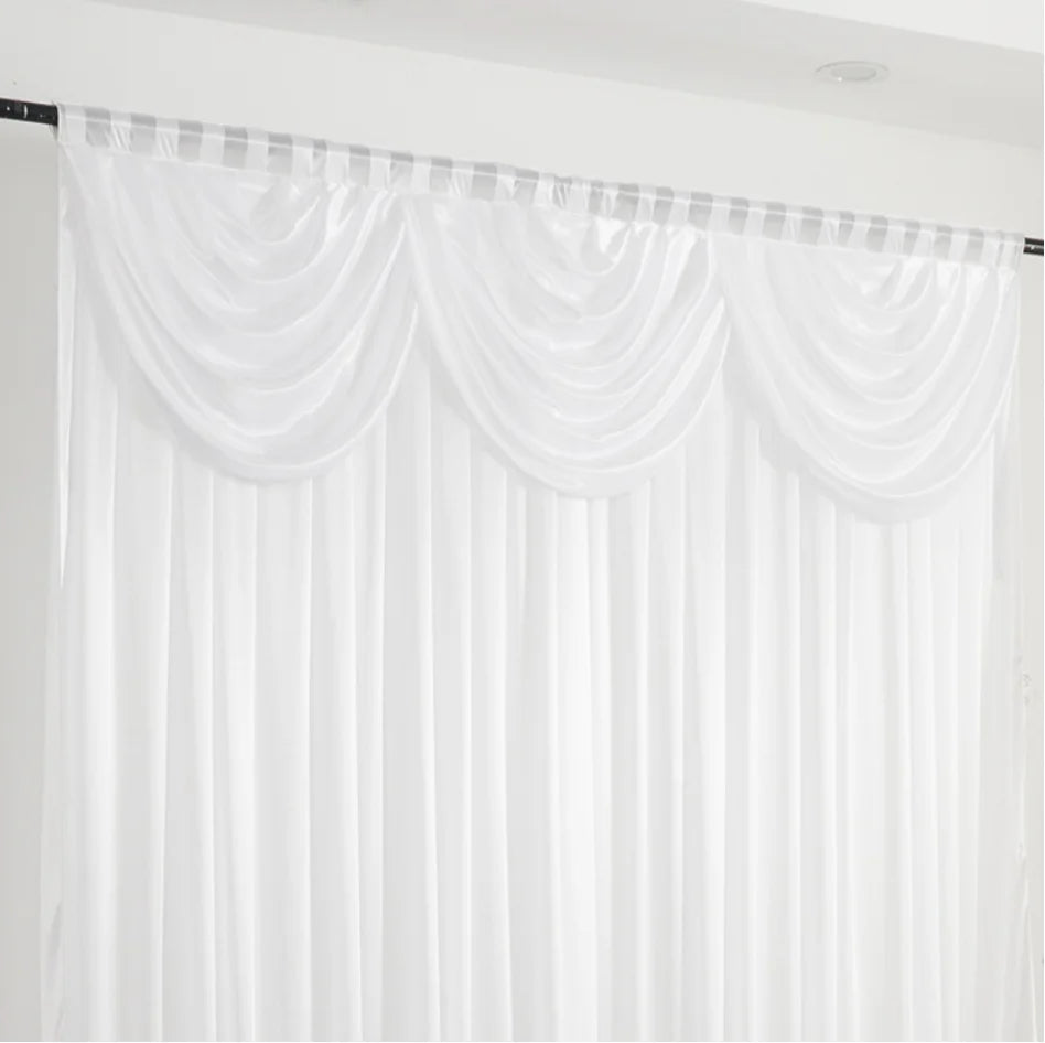 XinLan Parties Decorations White Chiffon Back Drop Drapes Backdrop Wall Curtain for Wedding Birthday