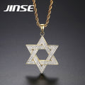 JINSE 18k Gold Plated Jewelry Necklace 24in Twist Shape Female Necklace Jewelry Pentagram Hollow Pendant Twist Chain Necklace