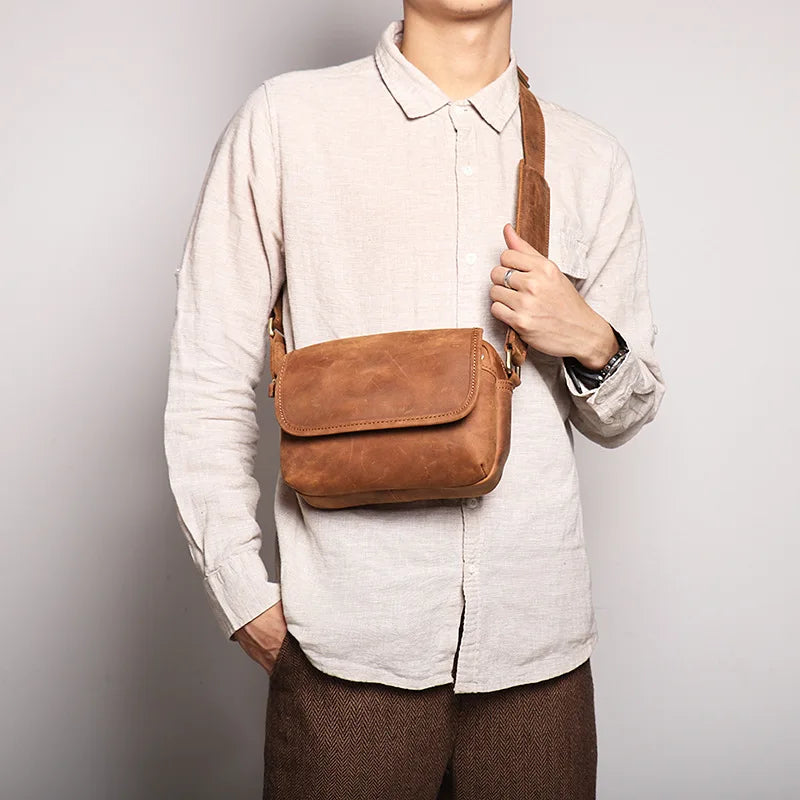 Fashion Mens Leather Shoulder Bags Custom Designer Blank Men Genuine Leather Crossbody Bags