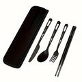 Pure Titanium Tableware Set Outdoor Household Frosted Knife and Fork Spoon Chopsticks Travel Camping Ultra-Portable Cutlery Set