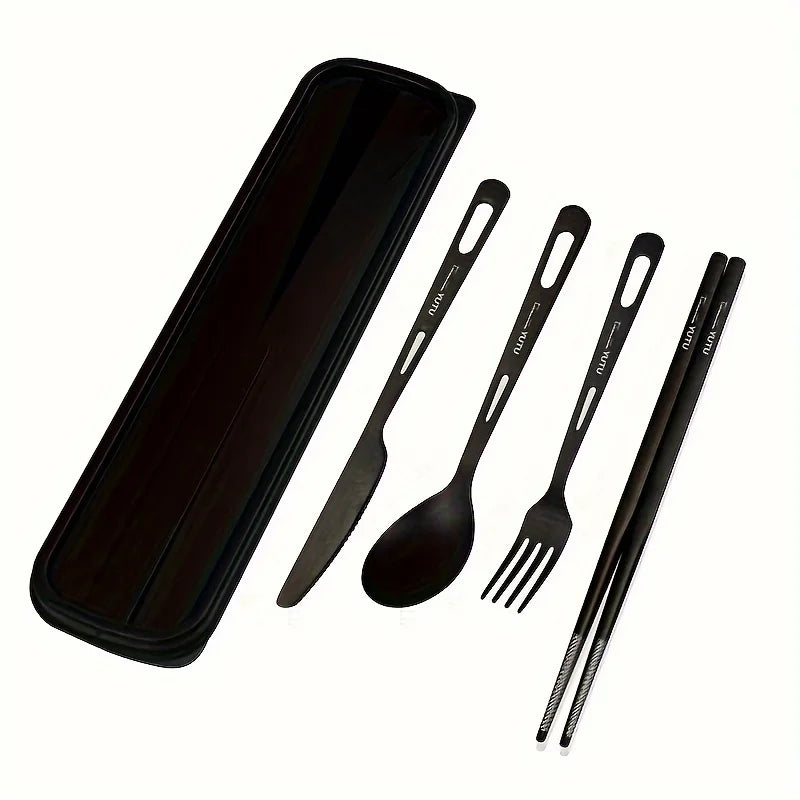 Pure Titanium Tableware Set Outdoor Household Frosted Knife and Fork Spoon Chopsticks Travel Camping Ultra-Portable Cutlery Set
