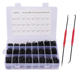 1200Pcs NBR Seal 24 Sizes O Rings Kit Nitrile Rubber Gasket Sealing Ring Assortment Kit Garden Irrigation Water Connector Washer