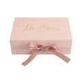 Recycled Pink Magnetic Rigid Paper Gift Boxes with Satin Lining Ribbon Glossy Lamination (Rectangle Shape)