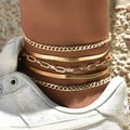 VKME WHolesale Gold Color Simple Chain Anklets for Women Beach Foot Jewelry Leg Chain Ankle Bracelets Women Accessories