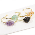 Open Cuff Bangle Wire Wrapped Crystal Bracelet Natural Stone Healing Raw Amethyst Gemstone Bangle