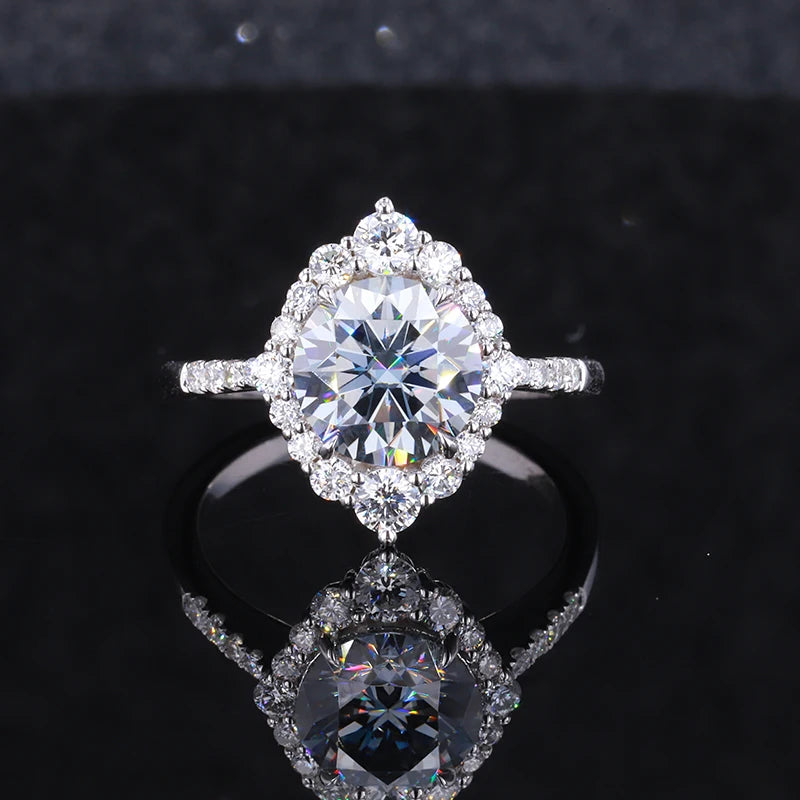 Custom Jewelry 10K Solid White Gold 1.0 Carat Round Cut Diamond Wedding Engagement Moissanite Ring