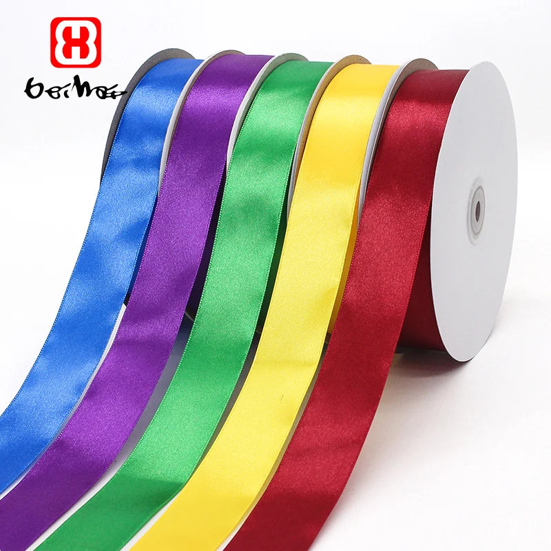 Factory Wholesale Gift Ribbon 100% Polyester Stocked Single Face Satin Ribbon for Decorative