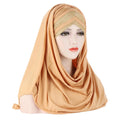 Muslim Bonnet Head Scarf Long Lining Scarf Ready to Wear Instant Hijab With Inner Turban Under Scarf