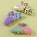 Midairy Two-color  Hair Claw Embellished with Rhinestones Shark Clips for Girls Ladies Hair Accessories 100x35mm 4197