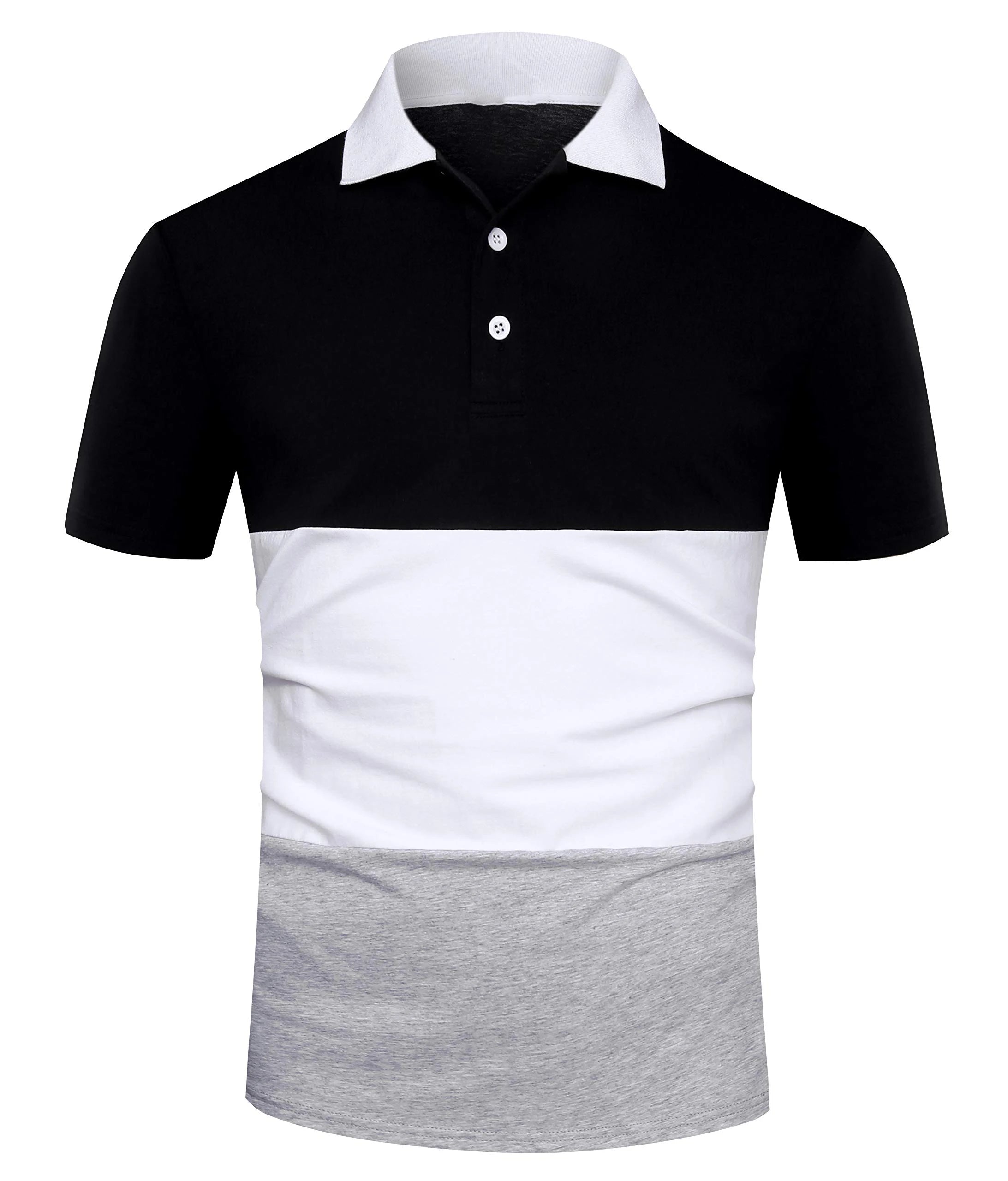 Wholesale Custom Cotton Black White Grey Short Sleeve Men Polo T Shirt
