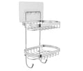 Adhesive Stainless Steel Chrome Finish Eco-Friendly Bathroom Soap Dish Rack with Sponge Holder and Hooks
