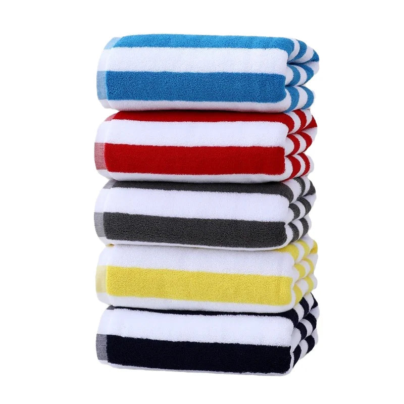 100% Cotton Jacquard Printed Gym Travel Towel Quick Drying Striped Beach Pool Towel for Adults Tropical Soft Recycled Logo Robe