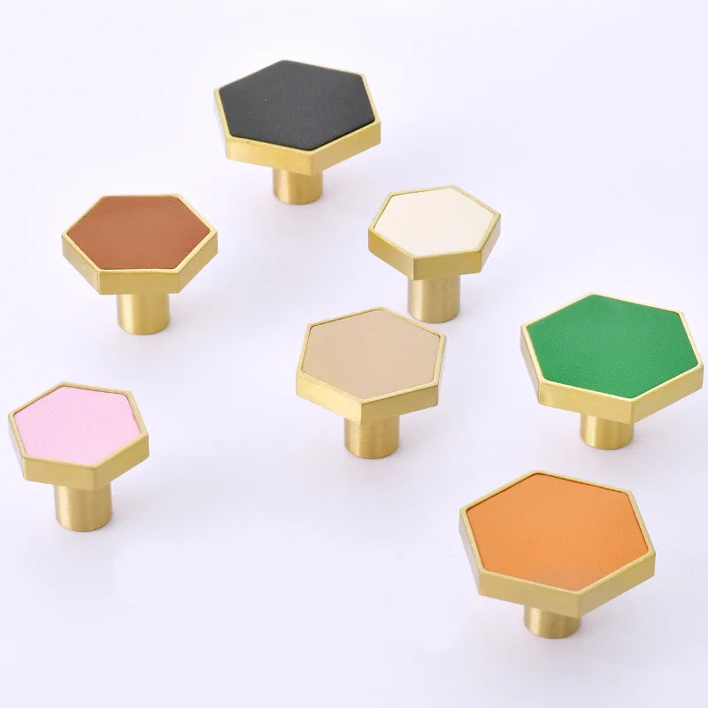 Factory Furniture Knobs Living Room Single Hole Brass Copper Octagon Cupboard Drawer Bookcase Dresser Shoe Cabinet Pull Handles