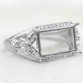 Sterling Silver 8*13/8*16mm Semi Mount Men's Ring Frame Empty Blank Setting S925 Base Holder Without Center Stone for DIY Inlay