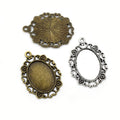 18x25mm  Flower Pendant Bezel Trays Fit 18x25mm Oval Cemo Cabochon Blank Base Setting DIY Necklace Jewelry Making Supplies