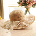Kids and Adults Lace Sun Straw Beach Hat Floppy Female Wide Brim Summer Hat