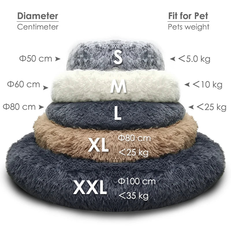 Faux Fur Pet Comfortable Washable Super Soft Handmade Donut Pet Dog Bed for Large Dog Warm Round Customized Fluffy Plush Dog Bed