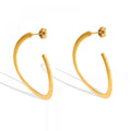 Women's 18k Gold Plating Vintage Earrings 316L Stainless Steel Big C Shaped Stud Earrings