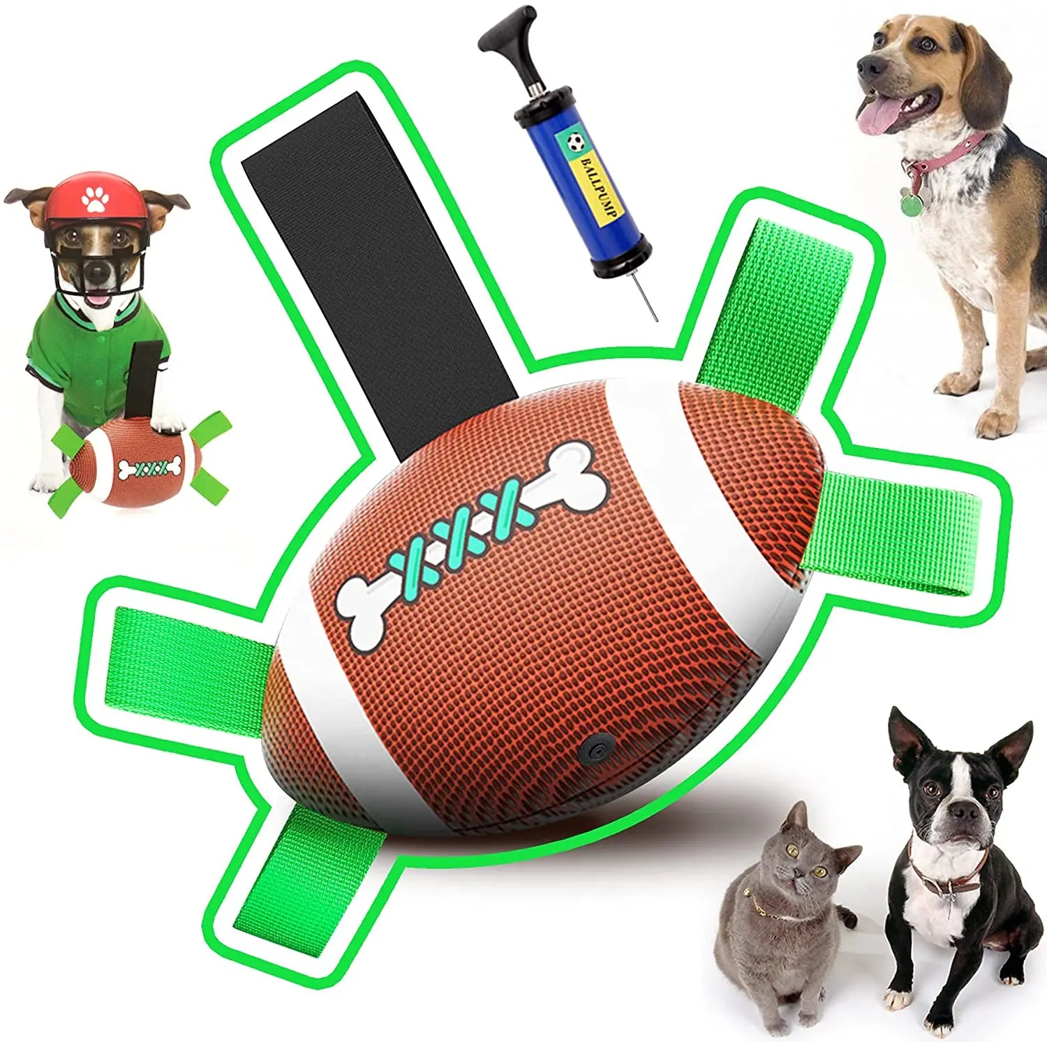 Hot Sale Eco-Friendly Pet Supplies Rugby Soccer Ball Toys Dog Interactive Throwing Multifunctional Training Toy