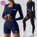 5 Pcs Suit Blank Custom Logo Gym Fitness Sports Bra Jacket Shorts Leggings Flared Pants Suits Seamless Yoga Set